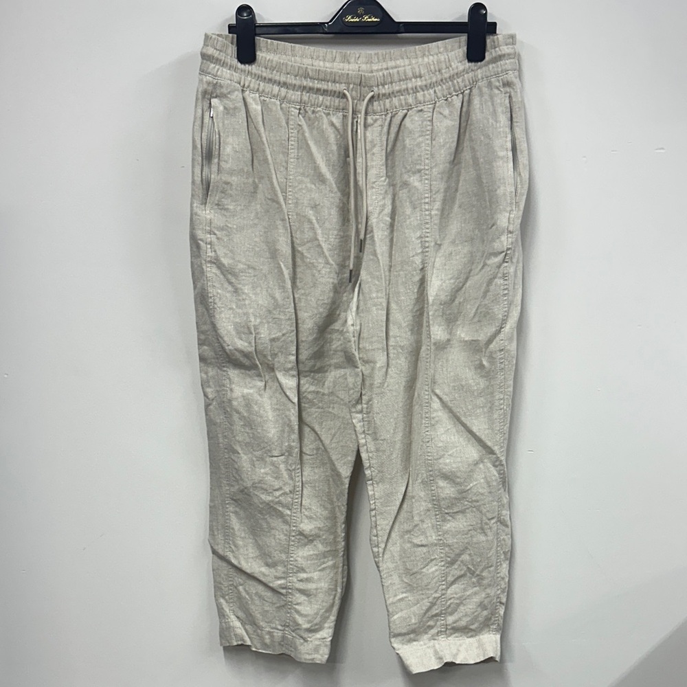 Athleta Linen Cream Joggers cropped L
